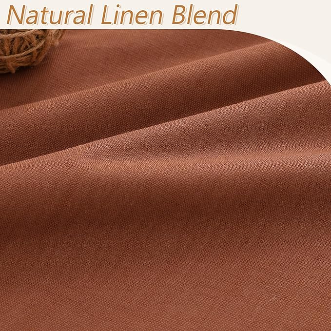Guken Terracotta 100% Blackout Curtains 120 Inch Length 2 Panels Set Fall Curtains for Living Room Bedroom Back Tab Thermal Insulated 100% Black Out Linen Drapes，52x120