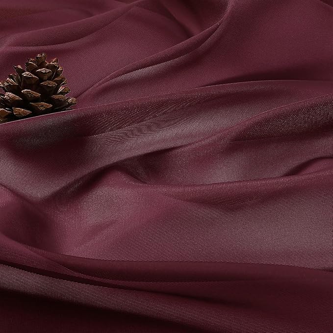 OVZME Burgundy Bedroom Curtains 2 Panel Sets 90 Inch Length, 59 Inch Extra Wide Light Filtering Light Weight Soft Window Treatment Panels for Study Room Living Room Guest Room, 59Wx90L Inches