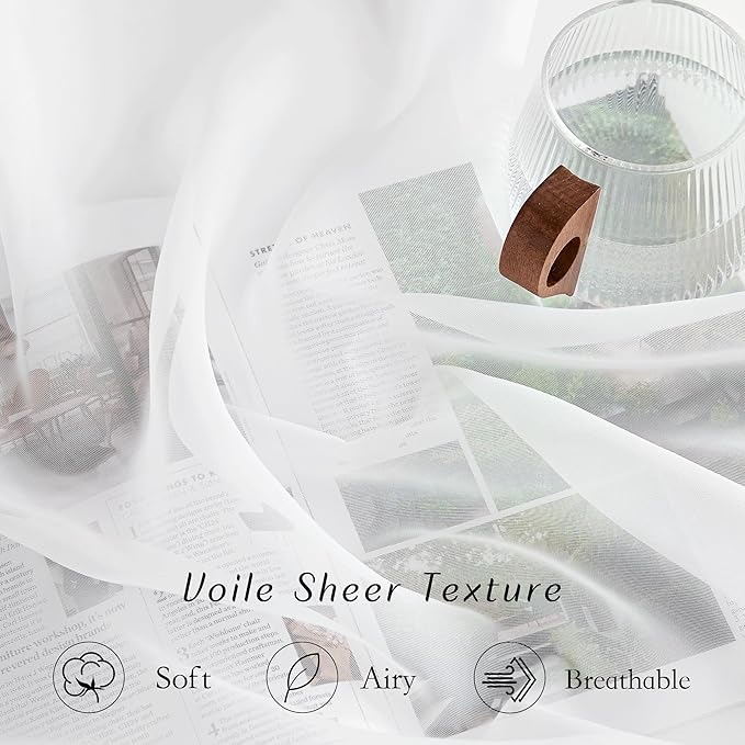 NICETOWN Ivory Sheer Curtains Extra Long 135 inch Length for Large Windows, Grommet Soft and Touching Living Room Window Treatments Sweep to Floor for Villa, W54 x L135, 2 Panels