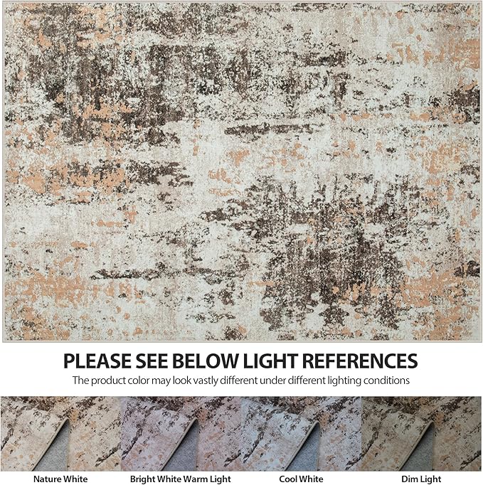 5x8 Area Rugs for Living Room Rug Washable: Abstract Rug for Dining Room Bedroom Carpet Non Slip 5 by 8 Indoor Modern Nursery Home Office Brown Beige