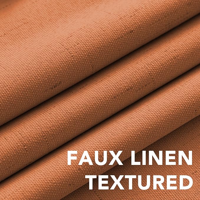 H.VERSAILTEX 100% Blackout Curtains for Bedroom Thermal Insulated Linen Textured Curtains Heat and Full Light Blocking Drapes Living Room Curtains 2 Panel Sets, Orange, 52x108 Inch