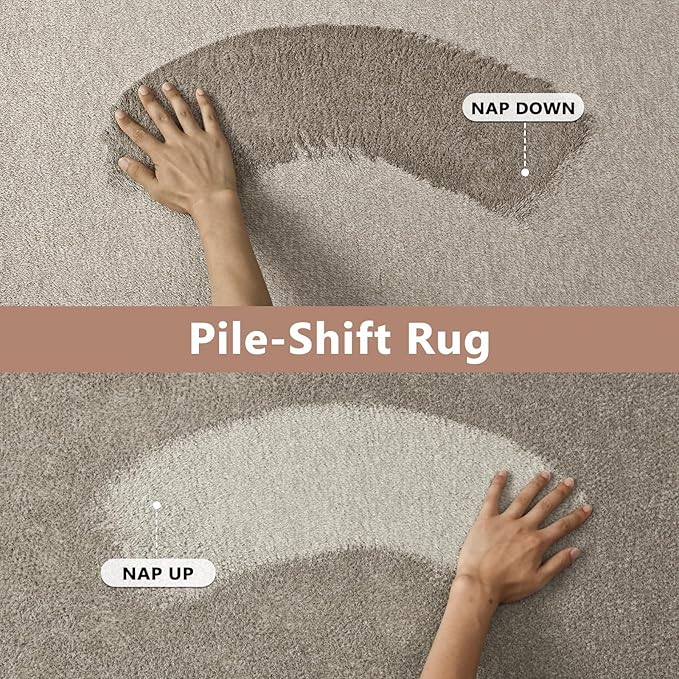 FinRèc Low Pile 5x7 Area Rugs for Bedroom Living Room, Thin Rug Solid Color, Non-Slip Carpet Indoor for Home Decor (Light Tan)