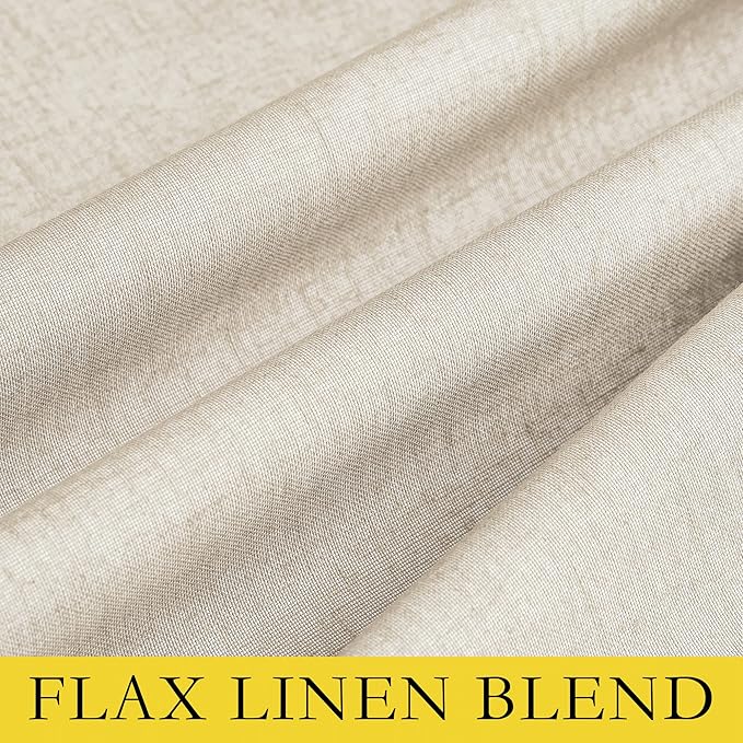 NICETOWN 100% Absolutely Blackout Linen Curtains with Thermal Insulated White Liner, 52" W, 2 PCs, Beige, 102" Long Drapes Sweep The Floor Decorative Keep Privacy Panels for Living Room/Villa/Bedroom