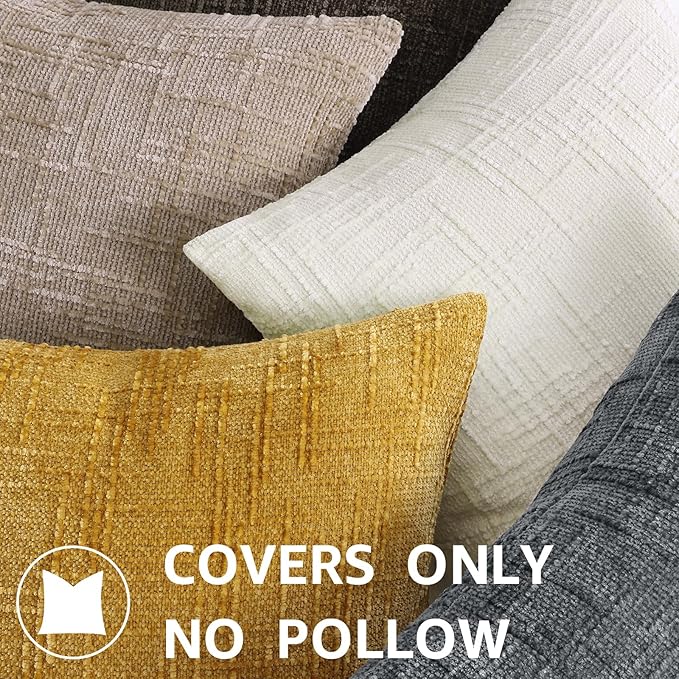 decorUhome Dark Grey Chenille Euro Sham Throw Pillow Covers 22x22 Set of 2 Textured Soft Cozy Slubby Couch Pillow Covers Modern Farmhouse Boho Decorative Pillow Cases for Bed Sofa Living Room