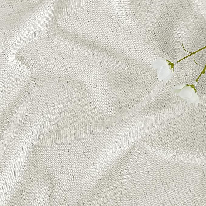 RYB HOME Ivory White 100% Blackout Curtains for Bedroom, Linen Drapes Back Tab&Rod Pocket, Thermal Insulated Privacy Assurd Curtains for Sliding Glass Doors/Dining/Living Room, W52 x L84, 2 Panels