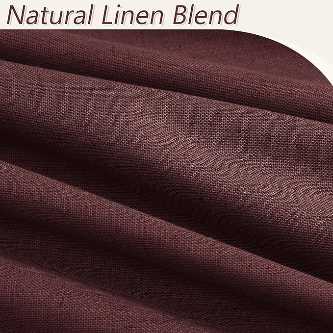 Guken 100% Blackout Curtains 84 Inch Length 2 Panels Set for Living Room Bedroom Back Tab Thermal Insulated Black Out Linen Drapes Room Darkening Reddish Brown,52x84