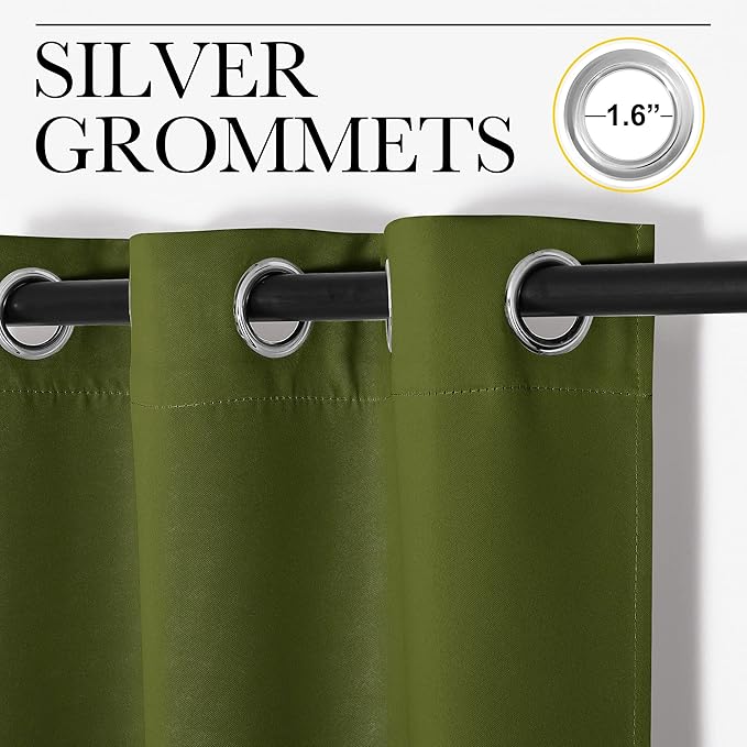 NICETOWN Olive Green Blackout Curtains 78 inches Length for Bedroom, 2 Panels, 42" Wide, Thermal Insulated Decoration Drapes for Office Window
