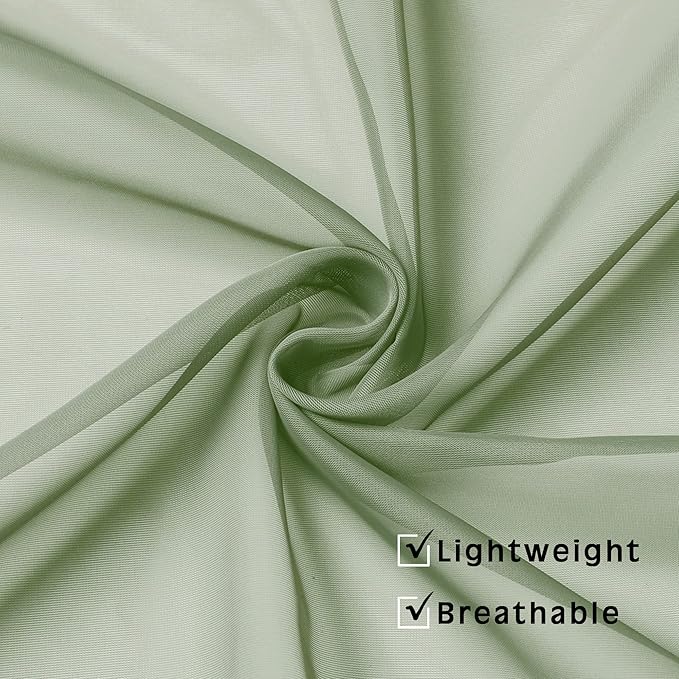 OVZME 2 Pieces Bedroom Curtains 96" Length for Farmhouse, Voile Drapes Light Airy Window Decor for Patio Door Living Room Bedroom Dining, Sage Green, Each W42 X L96 inches, 1 Pair