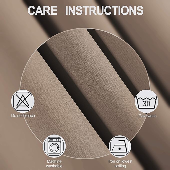 LEMOMO Cappuccino Thermal Blackout Curtains/42 x 72 Inch/Set of 2 Panels Room Darkening Curtains for Bedroom