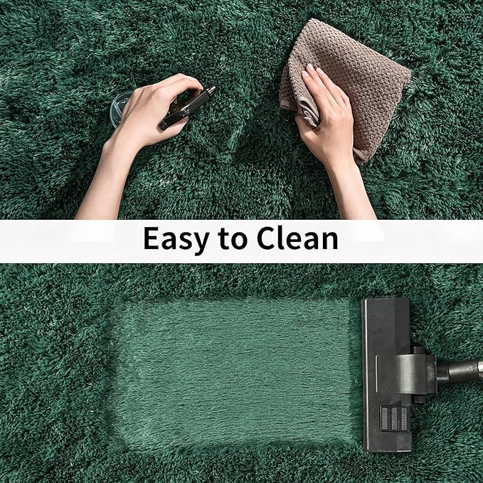Soft Runner Rugs for Bedroom Hallways, 2 Packs 2x6 Green Fluffy Shag Throw Area Rug Non Slip for Bedside Dorm, Long Shaggy Furry Carpet for Nursery Living Room