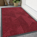 Smiry Front Door Mat Outside Entrance, Heavy Duty Sturdy Natural Rubber Doormat, Trap Dirt and Moisture, Easy Clean Low Profile Welcome Floor Mats for Indoor Outdoor Entry, 59x23 Inch, Wine Red