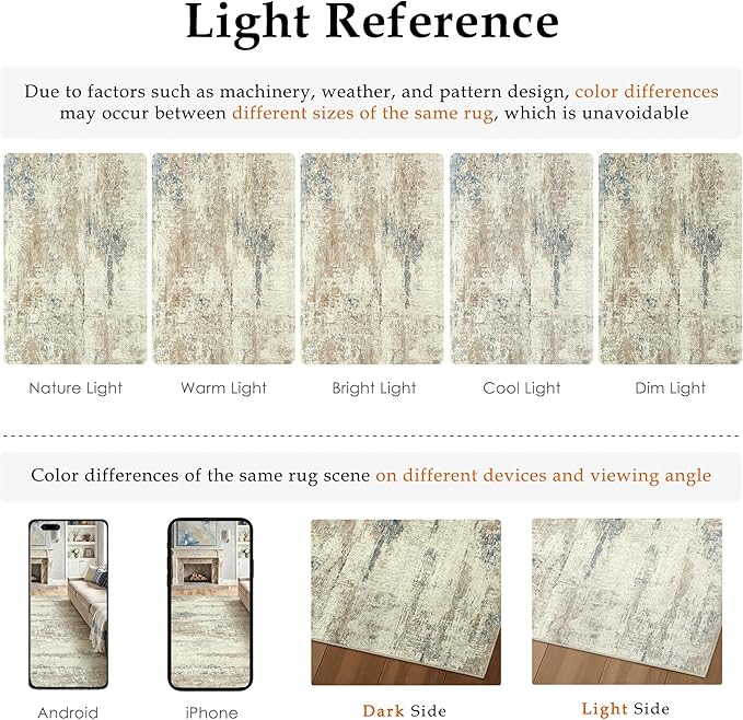 PureCozy 2x8 Runner Rug Washable Beige Brown Abstract Modern Neutral Hallway Carpet Non Slip Soft Low Pile Indoor Kitchen Carpet Contemporary Aesthetic Long Rug Bathroom Bedroom Laundry