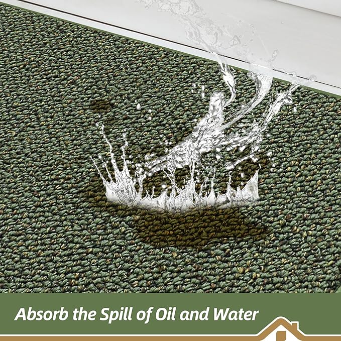BEQHAUSE Kitchen Runner Rugs 24"x84", Non-Slip Kitchen Mats for Floor, Super Absorbent and Stain Resistant Kitchen Rug, Machine Washable Rugs for Kitchen, Hallway, Laundry & Sink, Green
