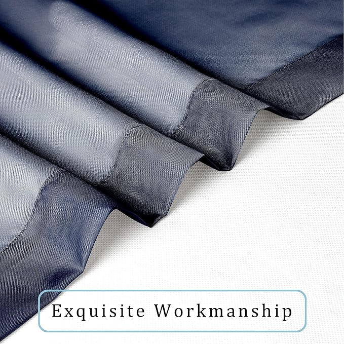 OWENIE Blue Sheer Curtains, Sheer Curtains 84 inch Length 2 Panels Set, Rod Pocket Voile Fimly Sheer Drapes for Living Room/Bedroom, 2pcs, Each 42" W x 84" L, Navy Blue