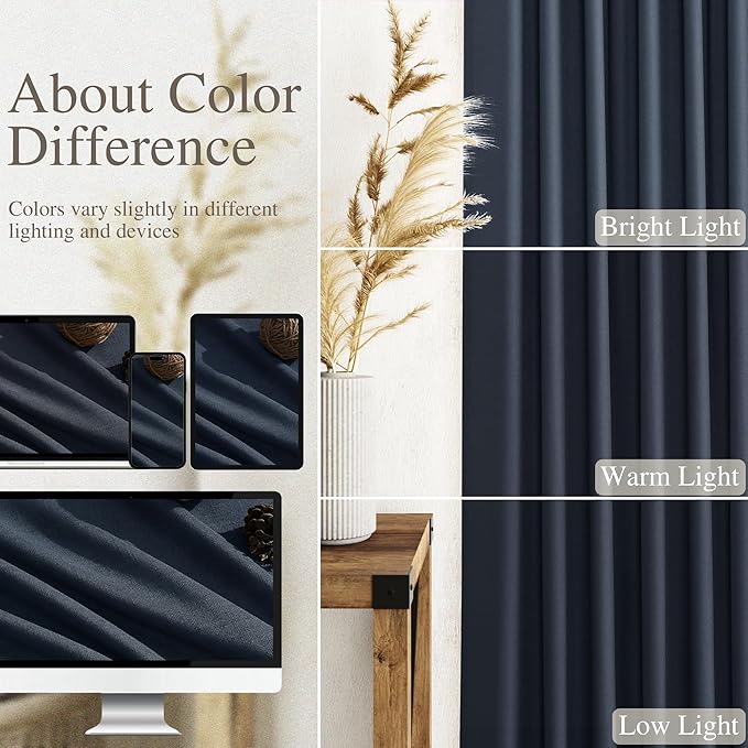Extra Long Vintage Blue Linen Curtains 120 Inch for Living Room 2 Panels Set Rod Pocket Back Tab Light Filtering Semi Sheer Soft Linen Window Drapes Privacy High Ceiling Drapes for Farmhouse 52x120