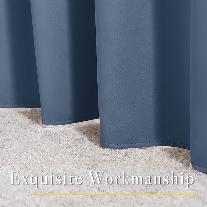 NICETOWN Stone Blue Short Curtains 36 inches Long for Kitchen, Grommet Sunlight Reducing Solid Vertical Window Treatments for Cafe & Home Office, 2 Panels, W52 x L36