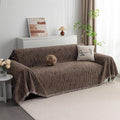 MYSKY HOME Boho Couch Cover Deep Chocolate Sofa Covers Washable, Farmhouse Sofa Slipcover Simple Couch Protector for Dogs Chenille Sectional Couch Covers L Shaped Couch Cushion Covers, 91"x 134"