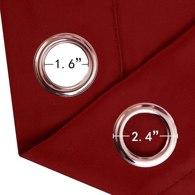 LEMOMO Red Blackout Curtains 66 x 63 Inch Length/Set of 2 Curtain Panels/Thermal Insulated Room Darkening Blackout Curtains for Bedroom