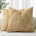 decorUhome Throw Pillow Covers 24x24 Inch Set of 2, Soft Plush Faux Wool Khaki Solid Couch Pillow Covers, Accent Euro Sham Farmhouse Neutral Square Pillow Cases for Sofa Bed Living Room