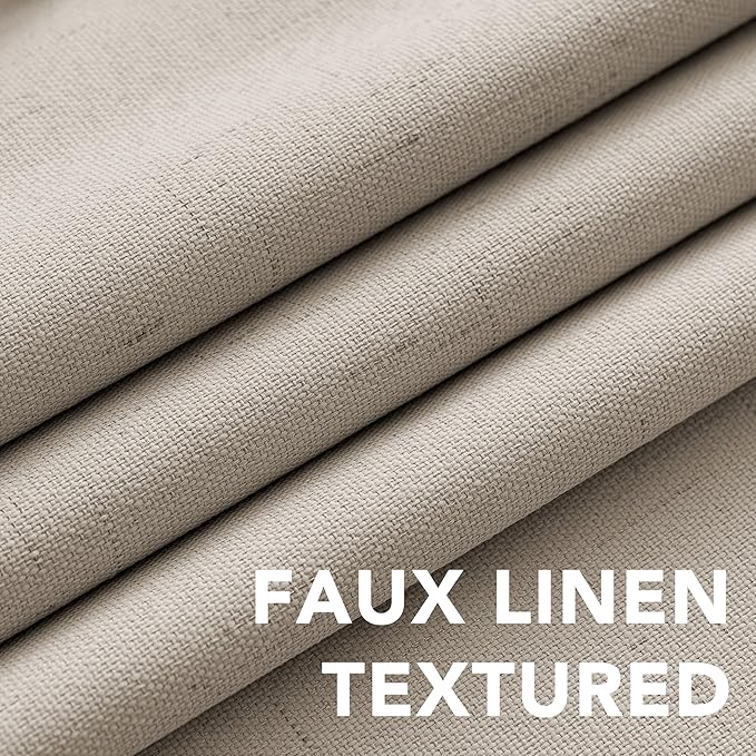 H.VERSAILTEX 100% Blackout Curtains for Bedroom Thermal Insulated Linen Textured Curtains Heat and Full Light Blocking Drapes Living Room Curtains 2 Panel Sets, Cobblestone, 52x45 Inch