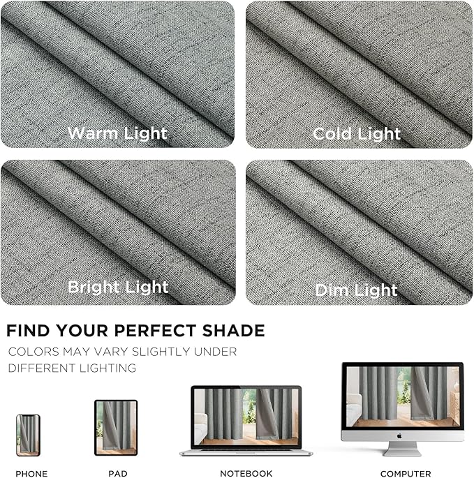 Joydeco Linen Blackout Curtains for Bedroom - 100% Light Blocking 1 Panels, Light Grey Drapes 100" W x 120" L, Thermal Insulated Room Darkening Curtains for Living Room, Rod Pocket & Back Tabs