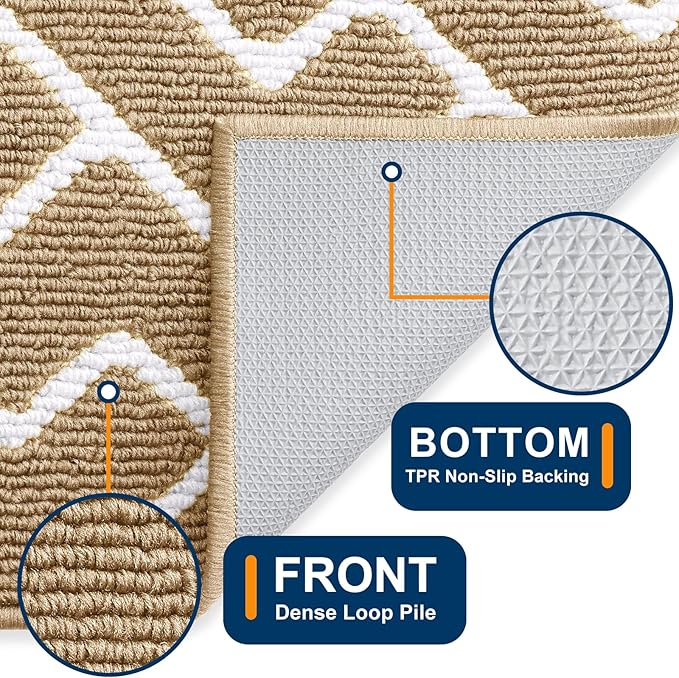 OLANLY Front Door Mat, Non-Slip Rubber Backing, Dirt Resistant and Absorbent, Washable, Easy to Clean Low-Profile Indoor Doormat for Back Door, Entryway, Inside Entrance, 36x24, Beige
