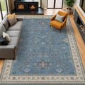 Hazo Haus Boho 8x10 Large Area Rugs for Living Room - Eclectic Dusky Blue Rug for Bedroom Under Bed, Dining Room Under Kitchen Table, Washable Soft Non Slip Unique Colorful Indoor Décor