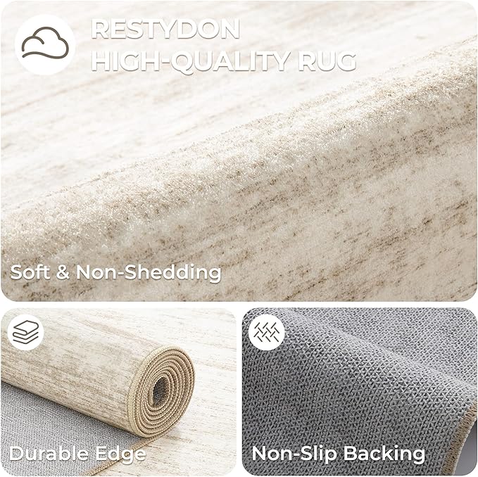 2x6 Runner Rug Non Slip for Entryway, Washable Runners for Kitchen, Soft Thin Hallway Rug for Bedroom, Laundry, Small Stain Resistant Indoor Door Mat(2'x6', Brown/Beige)