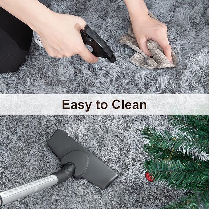 TWINNIS Super Soft Shaggy Rugs Fluffy Carpets, 6x9 Feet, Indoor Modern Plush Area Rugs for Living Room Bedroom Kids Room Nursery Home Decor, Upgrade Anti-Skid Rectangular Fuzzy Rug, Grey