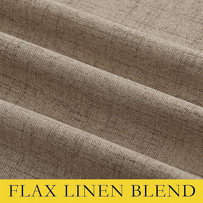 NICETOWN Burlap Vintage Open Linen Weave Flax Thermal Curtains, 100% Blackout Curtains 63" Long for Dining Room, Soundproof Window Treatment Drapes for Hall Room, 52" Wide Per Panel, Set of 2