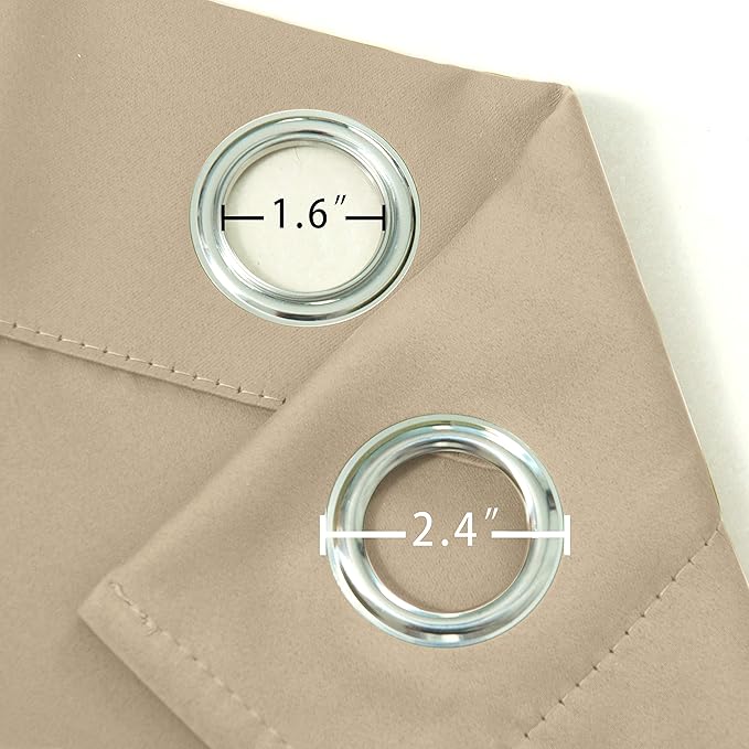 LEMOMO Blackout Curtains 52 x 45 inch/Beige Curtains Set of 2 Panels/Thermal Insulated Room Darkening Bedroom Curtains