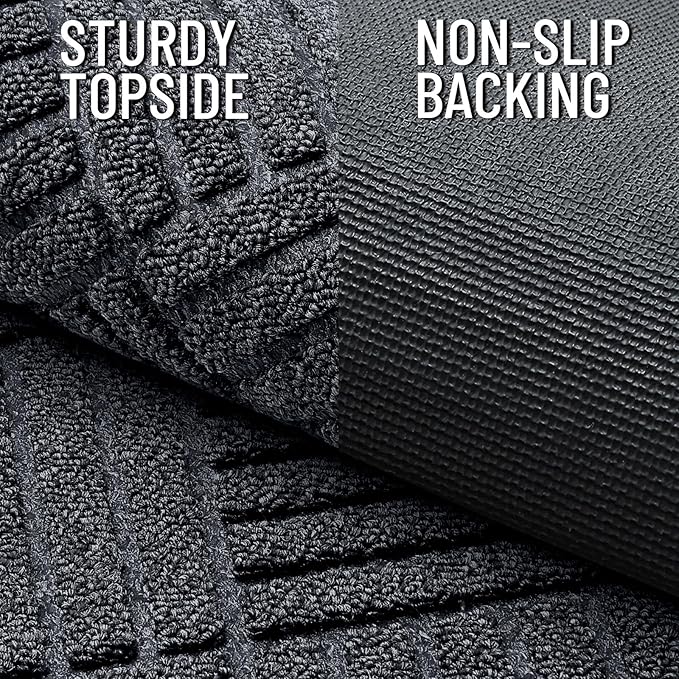 OLANLY Front Door Mat Outside Entrance 33x21, Absorbent, Heavy Duty Sturdy Natural Rubber Doormat Indoor Outdoor, Stain Fade Resistant, Non-Slip Low Profile Floor Mat for Entryway, Black Gray Diamond