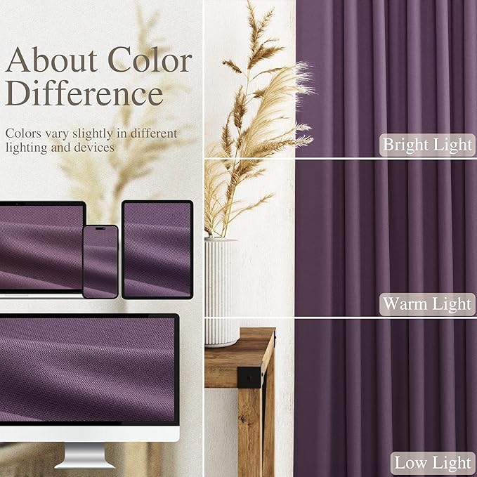 Plum Linen Curtains 72 Inch Length for Living Room Sheer Lightweight Door Drapes 2 Panels Set for Kids Bedroom Light Filtering Back Tab Rod Pocket Curtain for Kitchen Protect Privacy 52x72