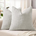 decorUhome Light Grey Chenille Euro Sham Throw Pillow Covers 24x24 Set of 2 Textured Soft Cozy Slubby Couch Pillow Covers Modern Farmhouse Boho Decorative Pillow Cases for Bed Sofa Living Room