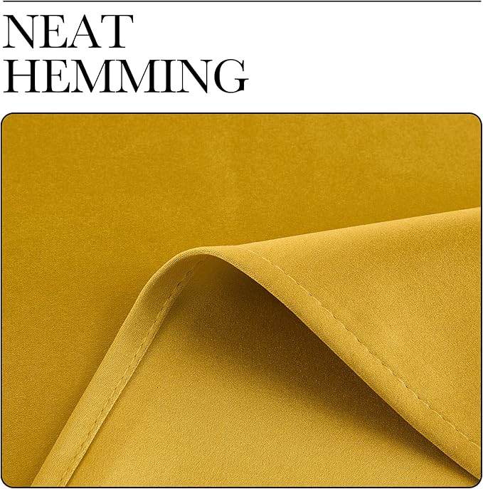 NICETOWN Room Darkening Gold Curtains 63 inch Length 2 Panels - Grommet Top Sound Reduction Privacy Faux Silk Satin Thermal Drapes for Bedroom/Living Room, W52 x L63
