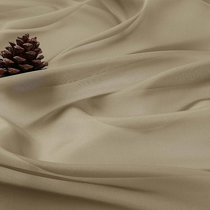 OWENIE Taupe Sheer Curtains 120 Inches Long 2 Panels Set, Airy Lightweight Sheer Taupe Curtains for Living Room Bedroom, Farmhouse Voile Filmy Rod Pocket Curtains Drapes, 2 Pcs, Each 59" Wx120 L Inch