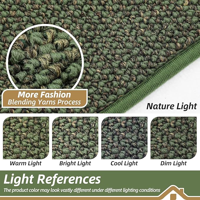 BEQHAUSE Kitchen Runner Rugs 24"x84", Non-Slip Kitchen Mats for Floor, Super Absorbent and Stain Resistant Kitchen Rug, Machine Washable Rugs for Kitchen, Hallway, Laundry & Sink, Green