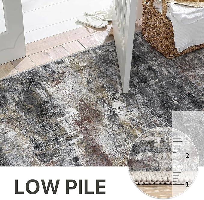 BEIMO Area Rugs 6x9 for Living Room Bedroom, Modern Abstract Machine Washable Soft Dark Gray Rug, Floor Carpet with Non Slip Backing for Dining Room