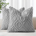 decorUhome Throw Pillow Covers 24x24 Inch Set of 2, Soft Plush Faux Wool Grey Solid Couch Pillow Covers, Accent Euro Sham Farmhouse Neutral Square Pillow Cases for Sofa Bed Living Room