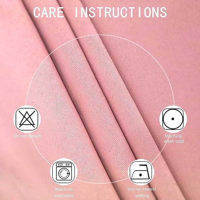 LEMOMO Blackout Curtains 66 x 84 inch/Pink Curtains Set of 2 Panels/Thermal Insulated Room Darkening Bedroom Curtains