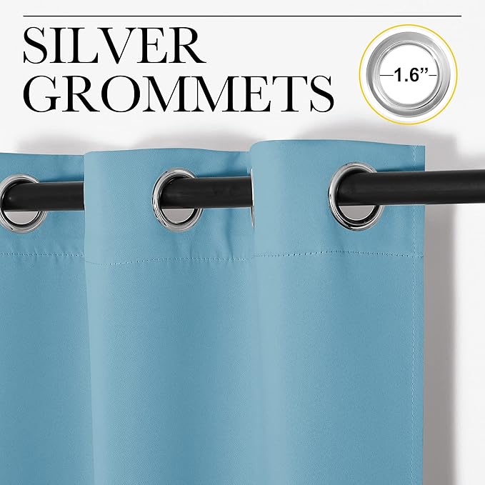 NICETOWN Teal Blue Blackout Curtains 120 inches Length for Living Room, 2 Panels, 55" Wide, Thermal Insulated Long Drapes for Large Window