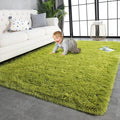 TWINNIS Super Soft Shaggy Rugs Fluffy Carpets, 4x5.9 Feet, Indoor Modern Plush Area Rugs for Living Room Bedroom Kids Room Nursery Home Decor, Upgrade Anti-Skid Rectangular Fuzzy Rug, Green