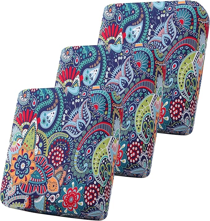 Smiry Printed Couch Cushion Covers, Stretch Soft Couch Covers for Sofa, Washable Non-Slip Sofa Slipcover Furniture Protector for Indoor and Outdoor (3 Pack, Blue Green)
