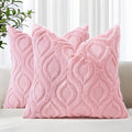 decorUhome Summer Throw Pillow Covers 24x24 Inch Set of 2, Soft Plush Faux Wool Light Pink Solid Couch Pillow Covers, Accent Euro Sham Farmhouse Neutral Square Pillow Cases for Sofa Bed Living Room