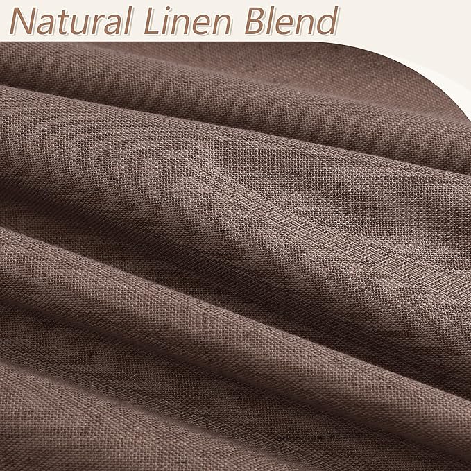 Guken 100% Blackout Curtains 108 Inch Length 2 Panels Set for Living Room Bedroom Back Tab Thermal Insulated Black Out Linen Drapes Room Darkening Mocha Mousse,52x108