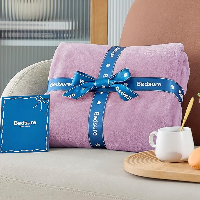 Bedsure GentleSoft Bedding Fleece Blanket for Girls and Boys - Soft Cozy Cute Small Throw Blankets for Travel, 43x55 Inches, Lilac