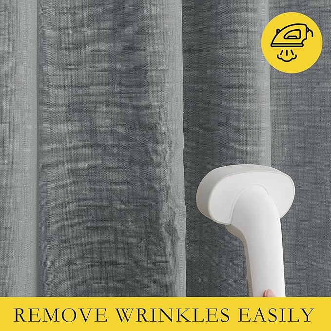 NICETOWN 100% Absolutely Blackout Linen Curtains with Thermal Insulated White Liner, Dove Grey, 52" W x 48" L, Set of 2, Burlap Textured Textured Linen Look Privacy Window Treatment for Kitchen