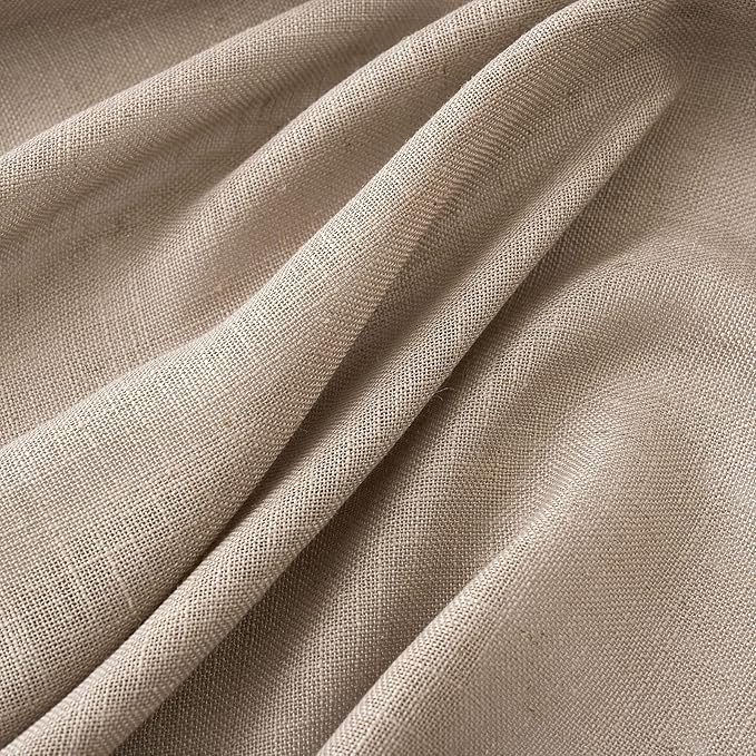 MIULEE Taupe Linen Curtains 54 Inch Length 2 Panels for Bedroom Living Room, Soft Thick Linen Textured Natural Short Window Drapes Semi Sheer Light Filtering Back Tab Rod Pocket Burlap Look Decor