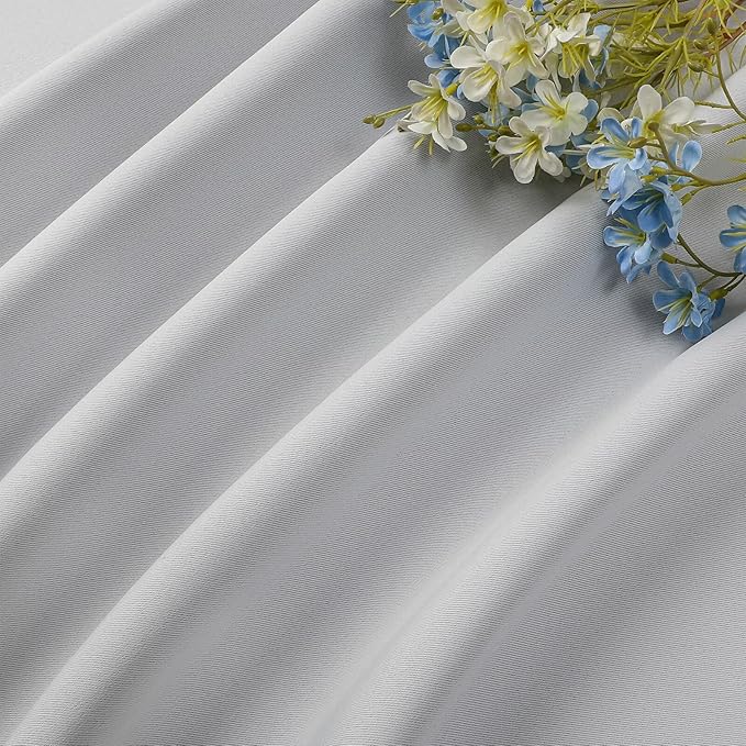 CUCRAF Grayish White Blackout Curtains 63 inch Length 2 Panels Set, Rod Pocket Room Darkening Drapes for Bedroom Living Room, Insulated Thermal Light Blocking Window Curtain (W52 x L63 Inch)