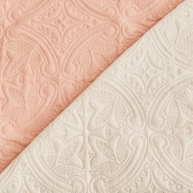 Great Bay Home Reversible Chair Cover - Washable Slipcover Furniture Protector with Elastic Straps - Perfect for Kids & Pets - Quilted & Stitched Detail (Dusty Rose/Taupe)